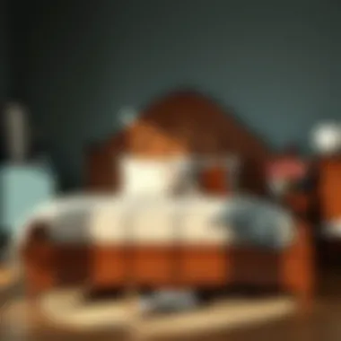 Traditional wooden bed with intricate detailing