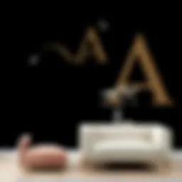 Sophisticated black wallpaper featuring the letter A motif.
