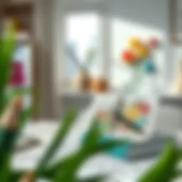 A serene workspace showcasing a vibrant adult coloring set