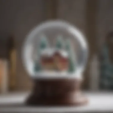 Step-by-step visual guide showing the assembly of a lighted snow globe.