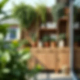 Stylish balcony storage solution with greenery