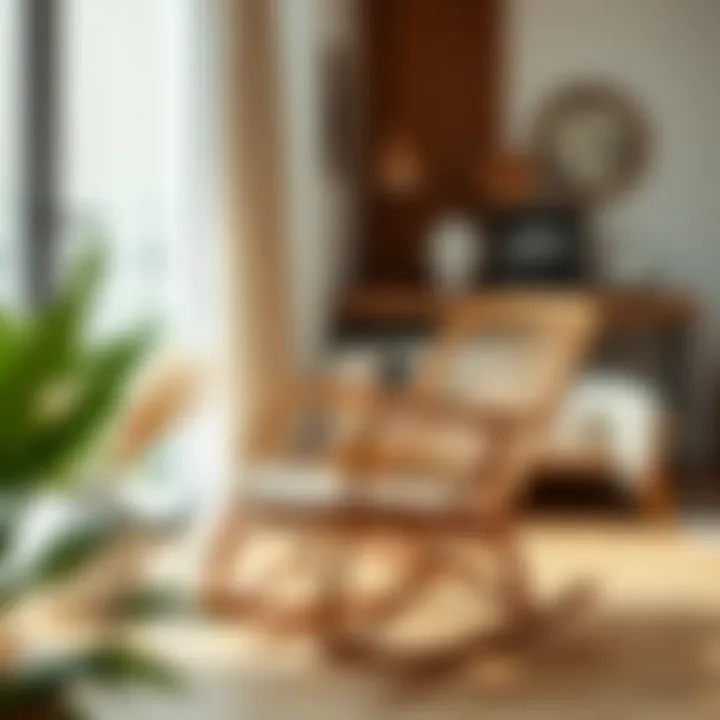 Bamboo Rocking Chair in Minimalist Interior Design Stylish bamboo rocking chair complementing a minimalist interior decor