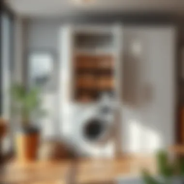 Elegant integration of Bauhaus laundry cabinet in a stylish home environment