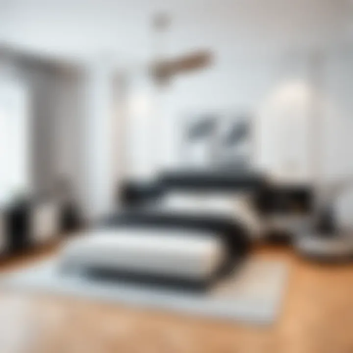 Contemporary black and white color palette in bedroom