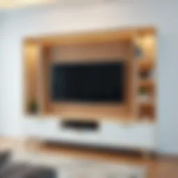 Modern design bookshelf TV unit with sleek lines
