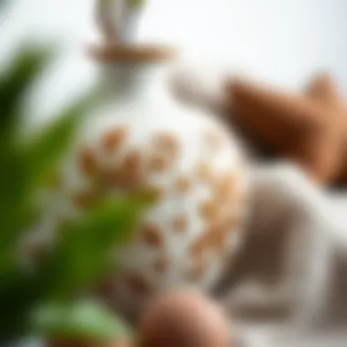 Close-up of a ceramic vase showcasing intricate design