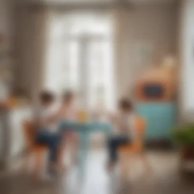 A cheerful environment showcasing children using their table and chair set