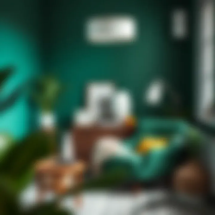 Cozy Green Corner A cozy corner featuring a deep green armchair and decorative elements