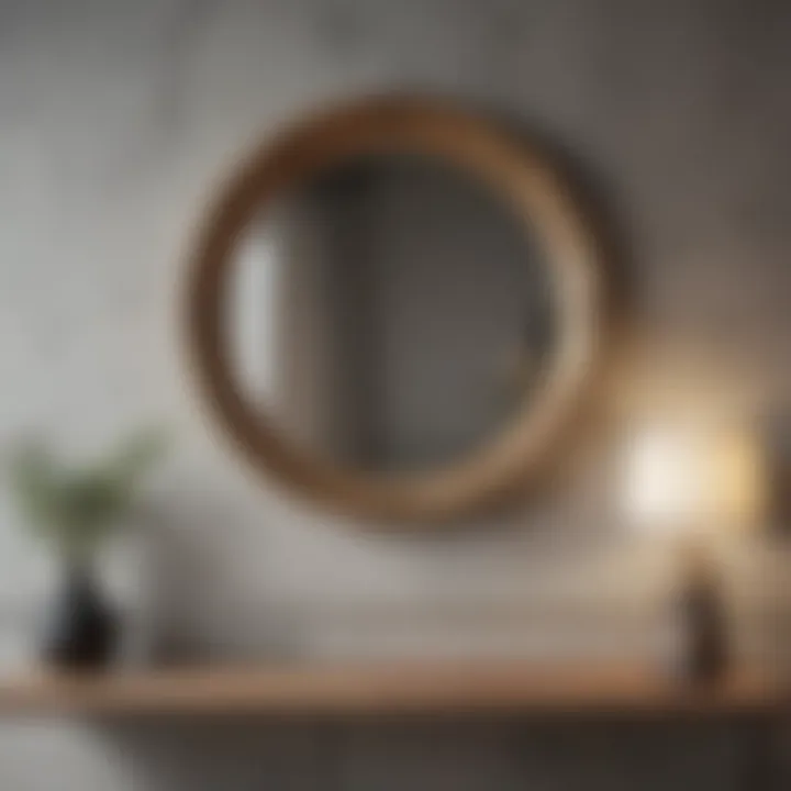 Chic round mirror blending with vintage interior design