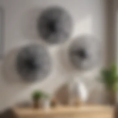 Diverse design options for wall-mounted fans displayed