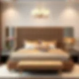 Luxurious double bed design with elegant bedding