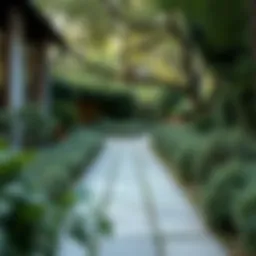 A beautiful garden pathway made of stone tiles