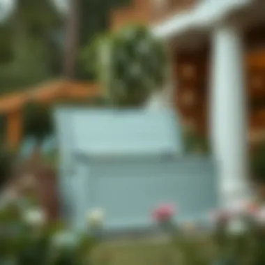 Stylish garden storage box in a serene outdoor setting