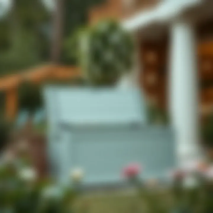 Stylish garden storage box in a serene outdoor setting