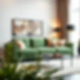 Elegant green sofa in a modern living room setting