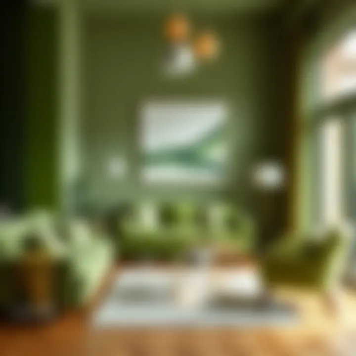 Shades of Green Upholstery Stylish interior showcasing various shades of green upholstery
