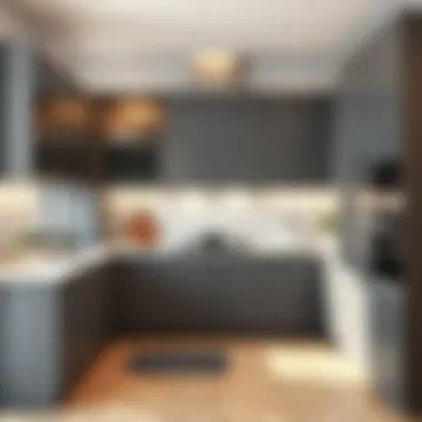 Elegant grey kitchen cabinets with modern design