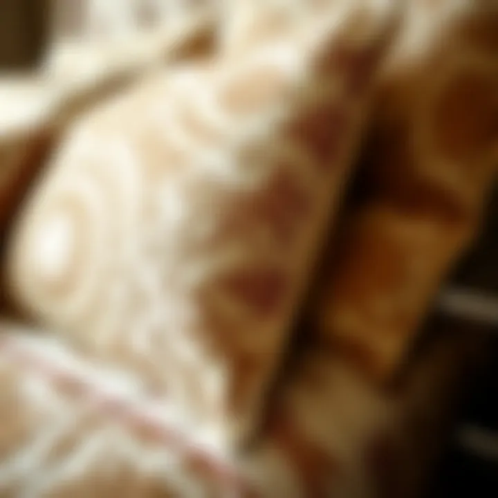 Detail shot of intricate patterns on custom bed set