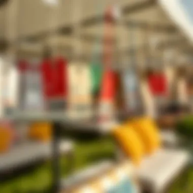 Price tags of various gazebo tent brands on display