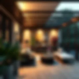 Elegant indoor terrace lighting setup