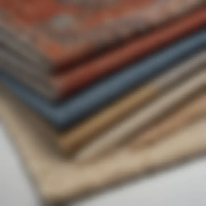 Close-up of various materials used in non-slip rug covers