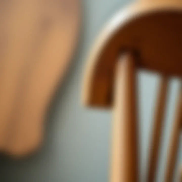 Close-up of craftsmanship in wooden chair detailing