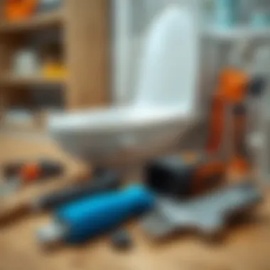 Essential Tools for Toilet Installation Toilet installation tools laid out ready for use