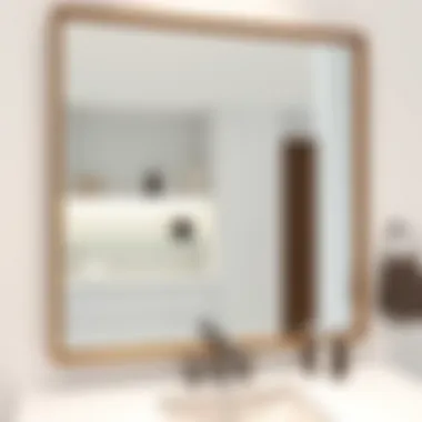 Elegant framed mirror reflecting modern bathroom decor