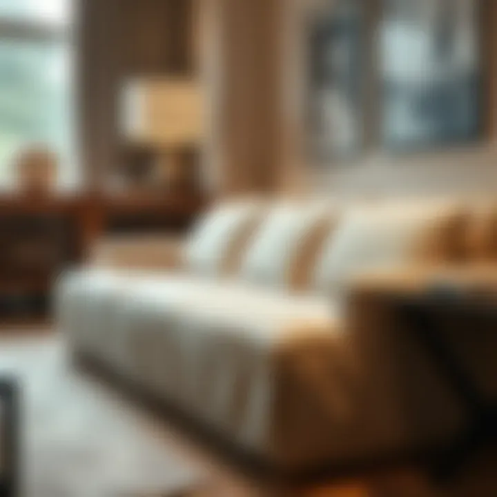 Elegant sofa cover in a contemporary living room setting