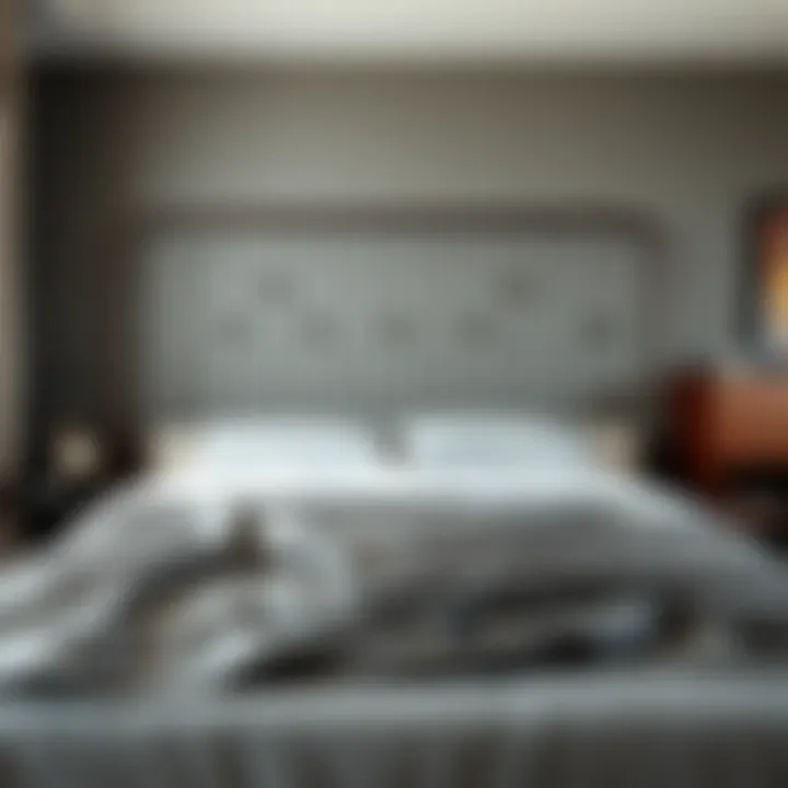 Contemporary metal bed headboard adding a chic touch