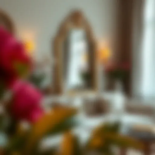 Elegant vintage mirror displayed in a cozy living room