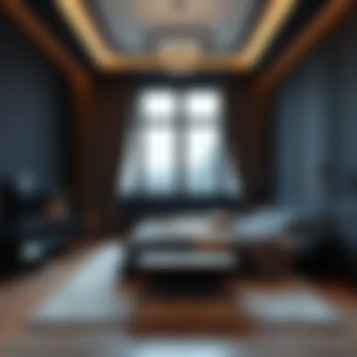 Elegant matte black bedroom with modern decor