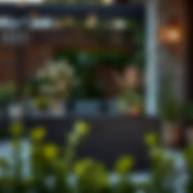 Modern metal garden trunk in a contemporary patio