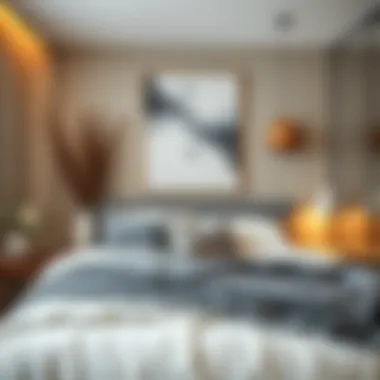 Modern bedroom decorated with custom bedding