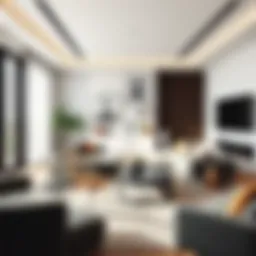 Contemporary living room design showcasing minimalism and elegance