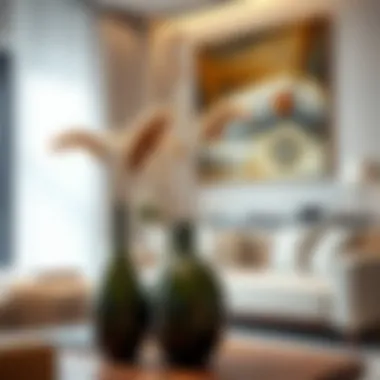 A modern living room featuring a stylish vase trio