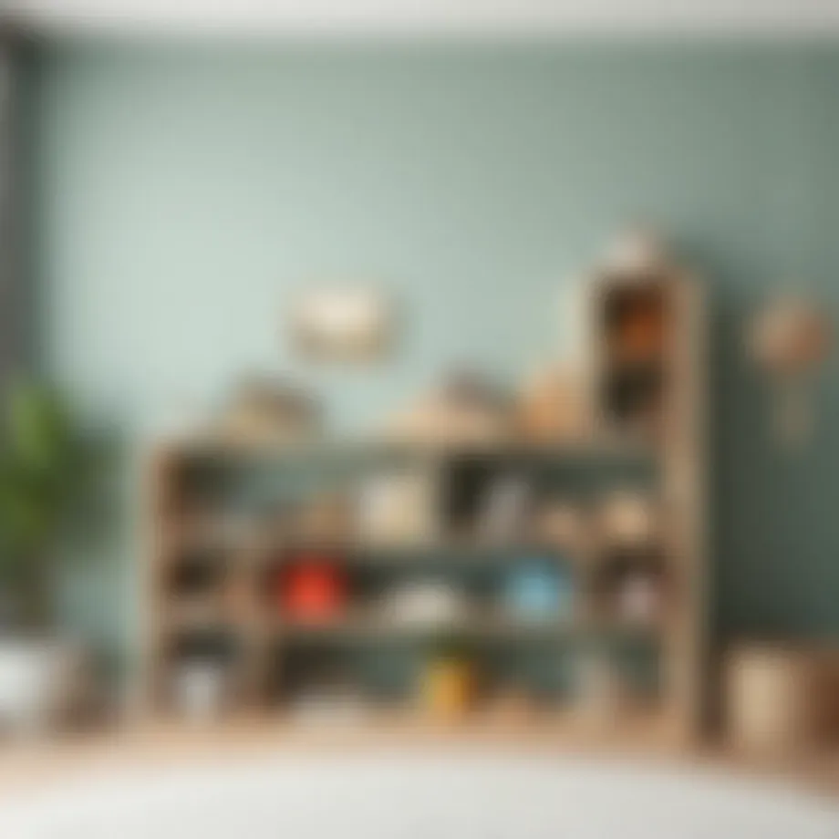 Stylish Montessori toy shelf with educational toys