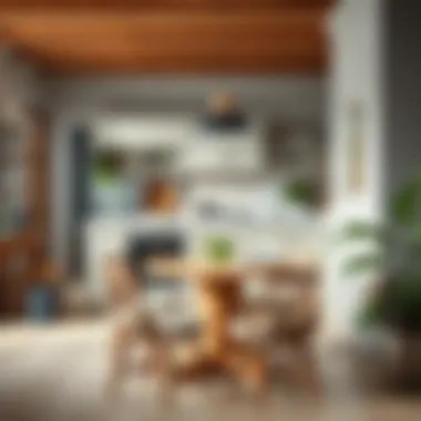 A cozy kitchen setting with a table and chairs