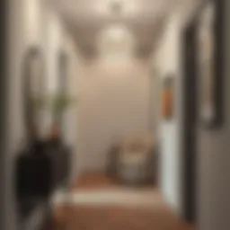 Stylish narrow hallway with a modern portmanto