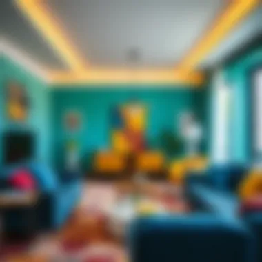 Dynamic Color Choices A vibrant color palette used in a living room