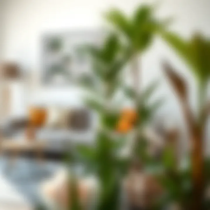 An arrangement of decorative plants in a living space