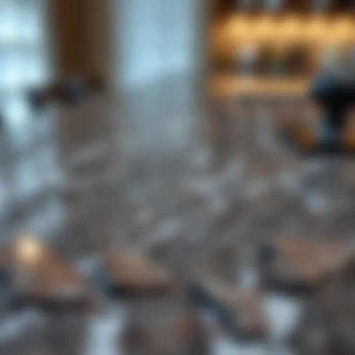 Close-up of a polished granite surface highlighting texture