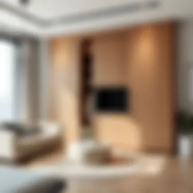 Sleek Design of Sliding Wardrobe Elegant sliding wardrobe in a modern living room