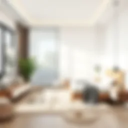 Minimalistic bedroom design with neutral colors and elegant furnishings.