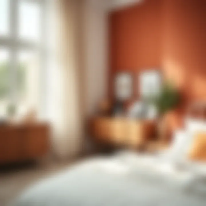 Warm color palette in Scandinavian bedroom