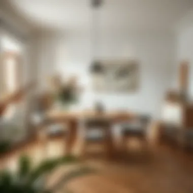 A cozy Scandinavian dining area showcasing natural materials and light colors