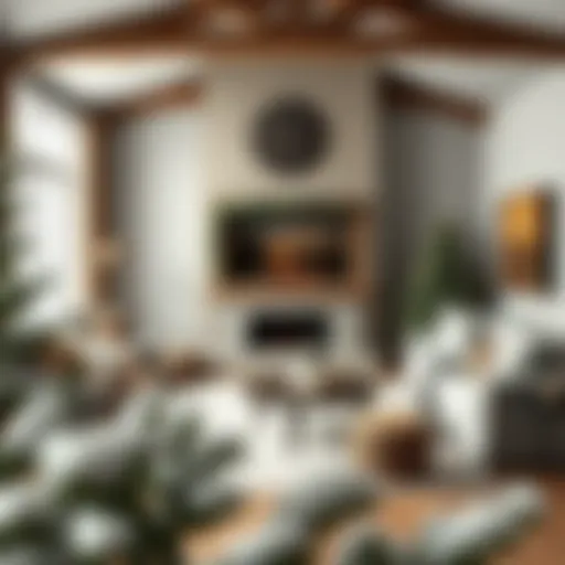 Cozy winter living room with a fireplace