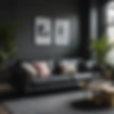 Stylish black L sofa complementing contemporary décor