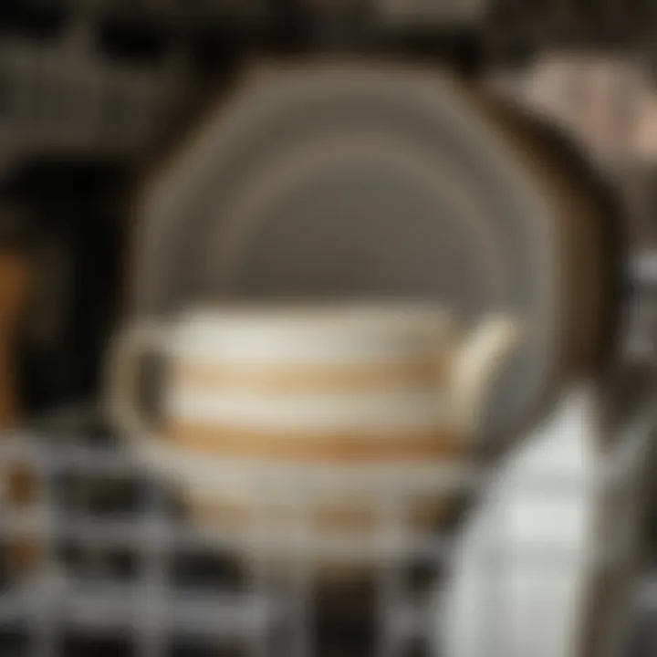 Stoneware dishware in a dishwasher