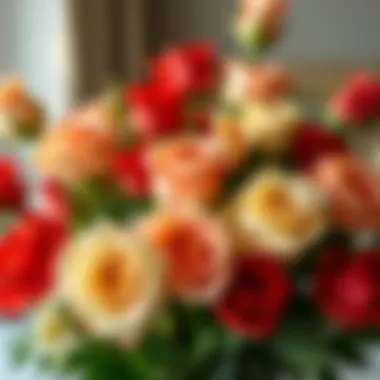 Artistic Floral Arrangement of Red and White Roses Artistic arrangement of red and white roses